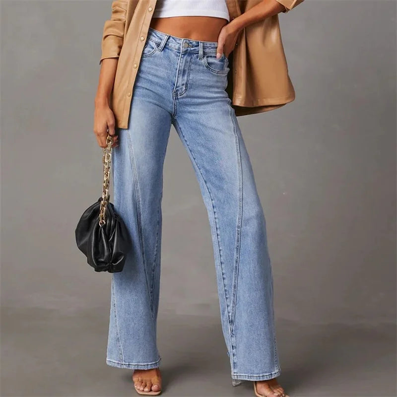 Jeans med hög midja och rak passform