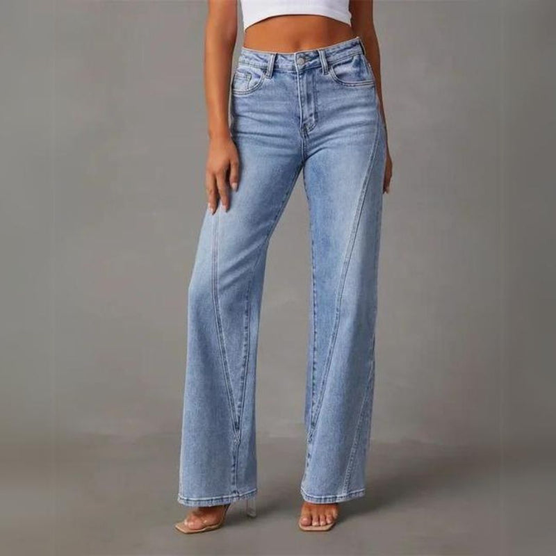 Jeans med hög midja och rak passform