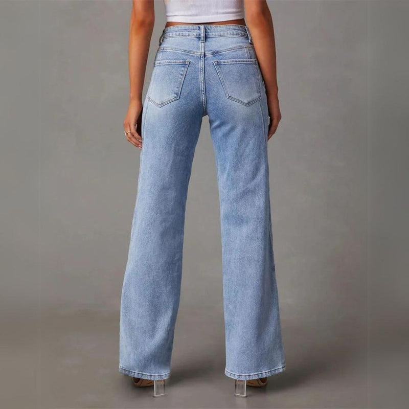 Jeans med hög midja och rak passform