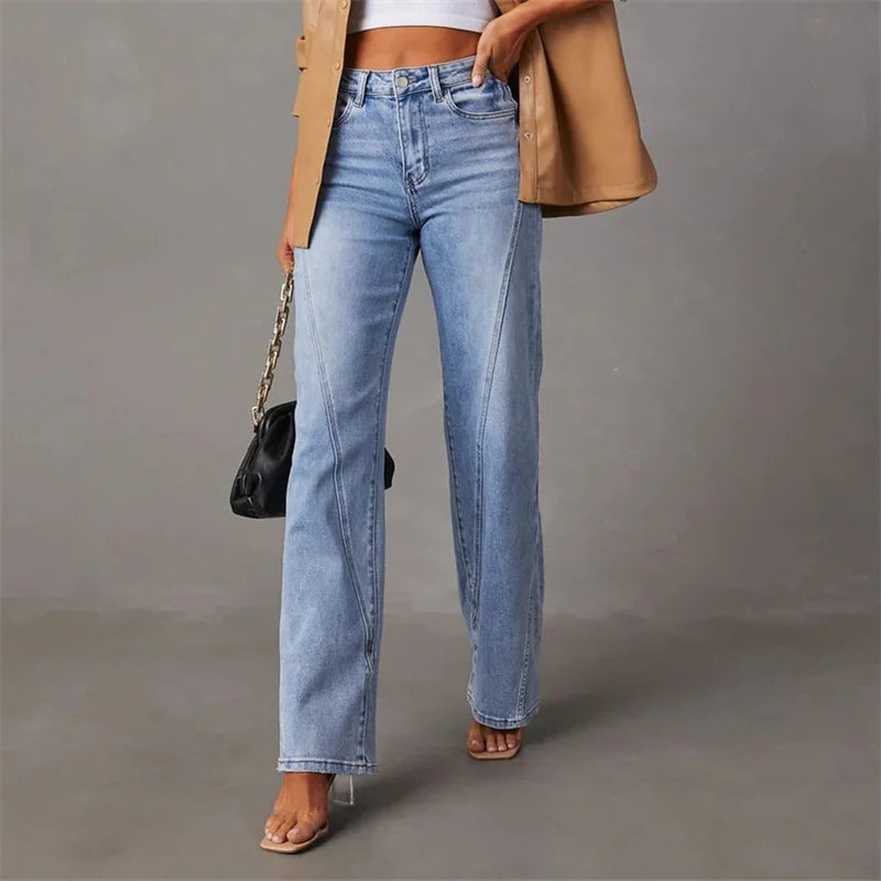 Jeans med hög midja och rak passform