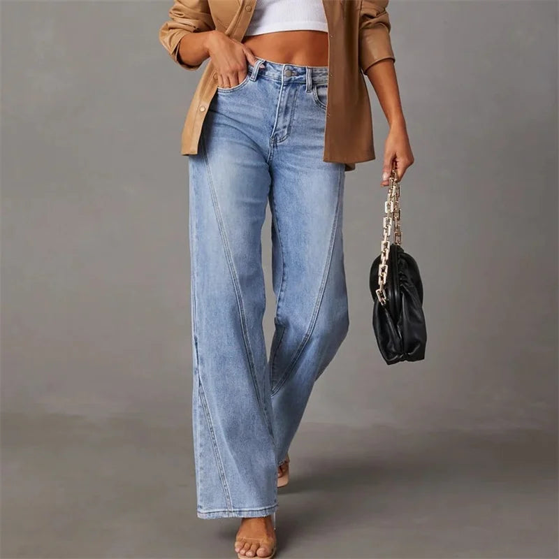 Jeans med hög midja och rak passform